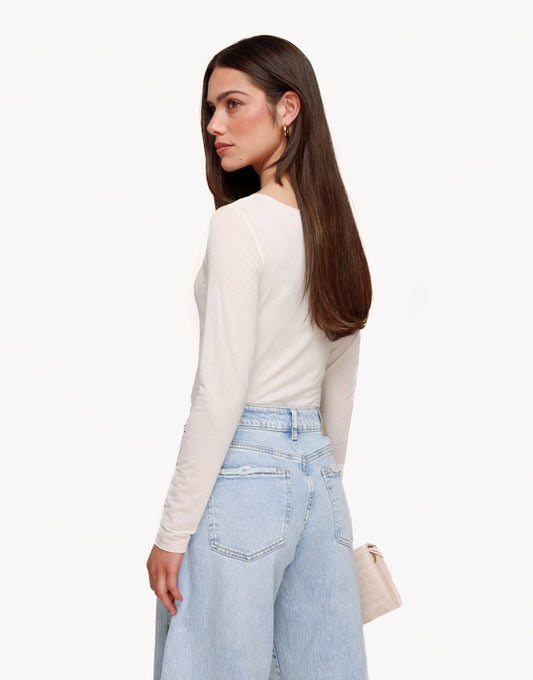 Creme Zachte Doorschijnende LS - Top - Olivia & Kate