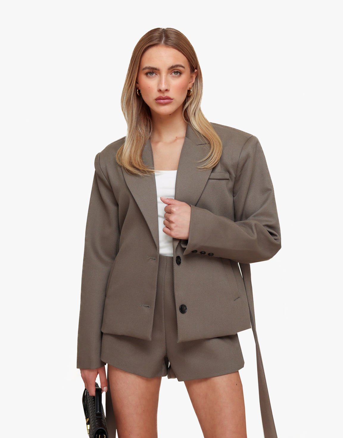 Donker Khaki Hoge Kraag Cropped - Set - Olivia & Kate