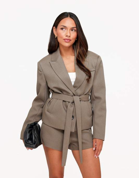 Donker Khaki Hoge Kraag Cropped - Set - Olivia & Kate