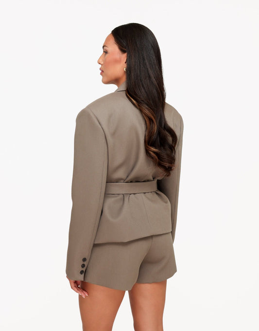 Donker Khaki Hoge Kraag Cropped - Set - Olivia & Kate