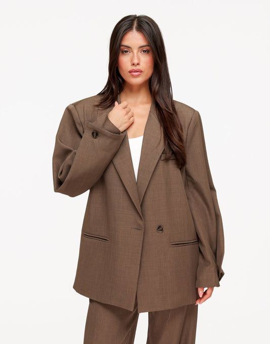 Donker Taupe Classic Oversized - Blazer - Olivia & Kate