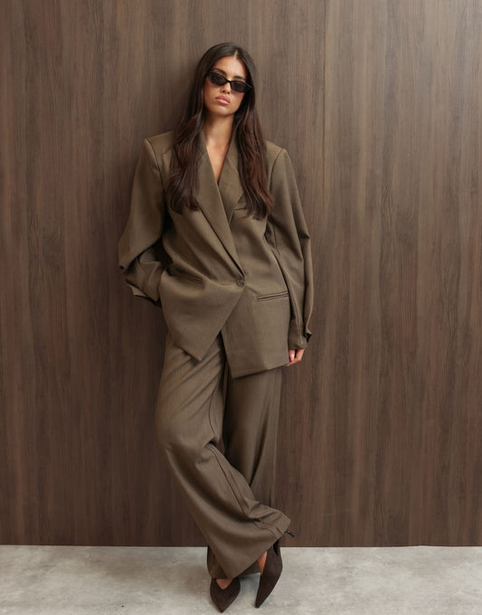 Donker Taupe Classic Oversized - Blazer - Olivia & Kate