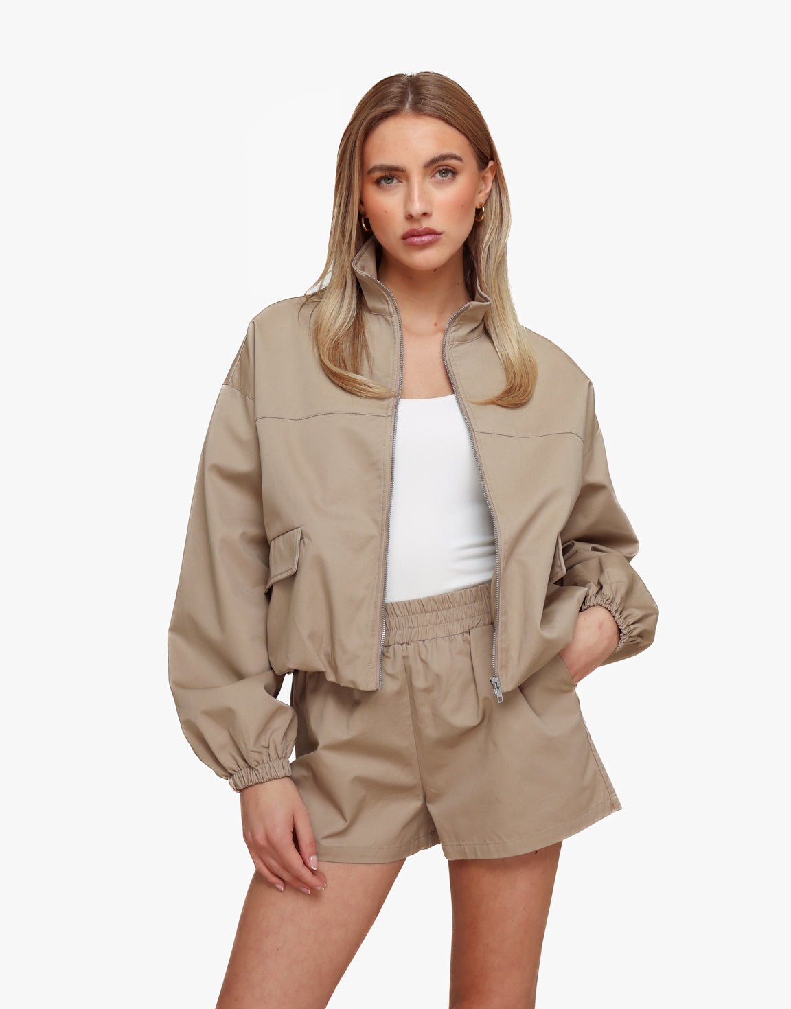 Donker Taupe Puffy Elastische Onderkant - Set - Olivia & Kate