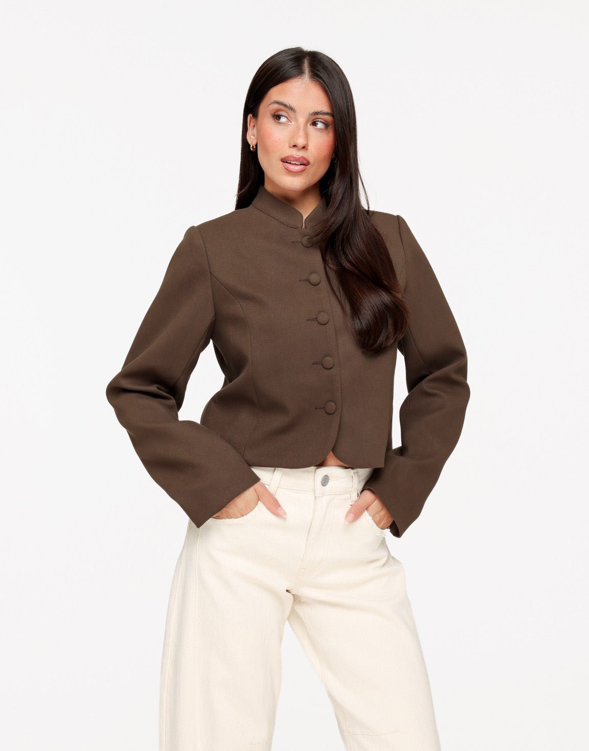Donker Taupe Soft Cropped Knoop Detail - Jasje - Olivia & Kate