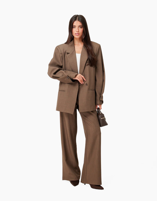 Donker Taupe Wijde Classic - Pantalon - Olivia & Kate