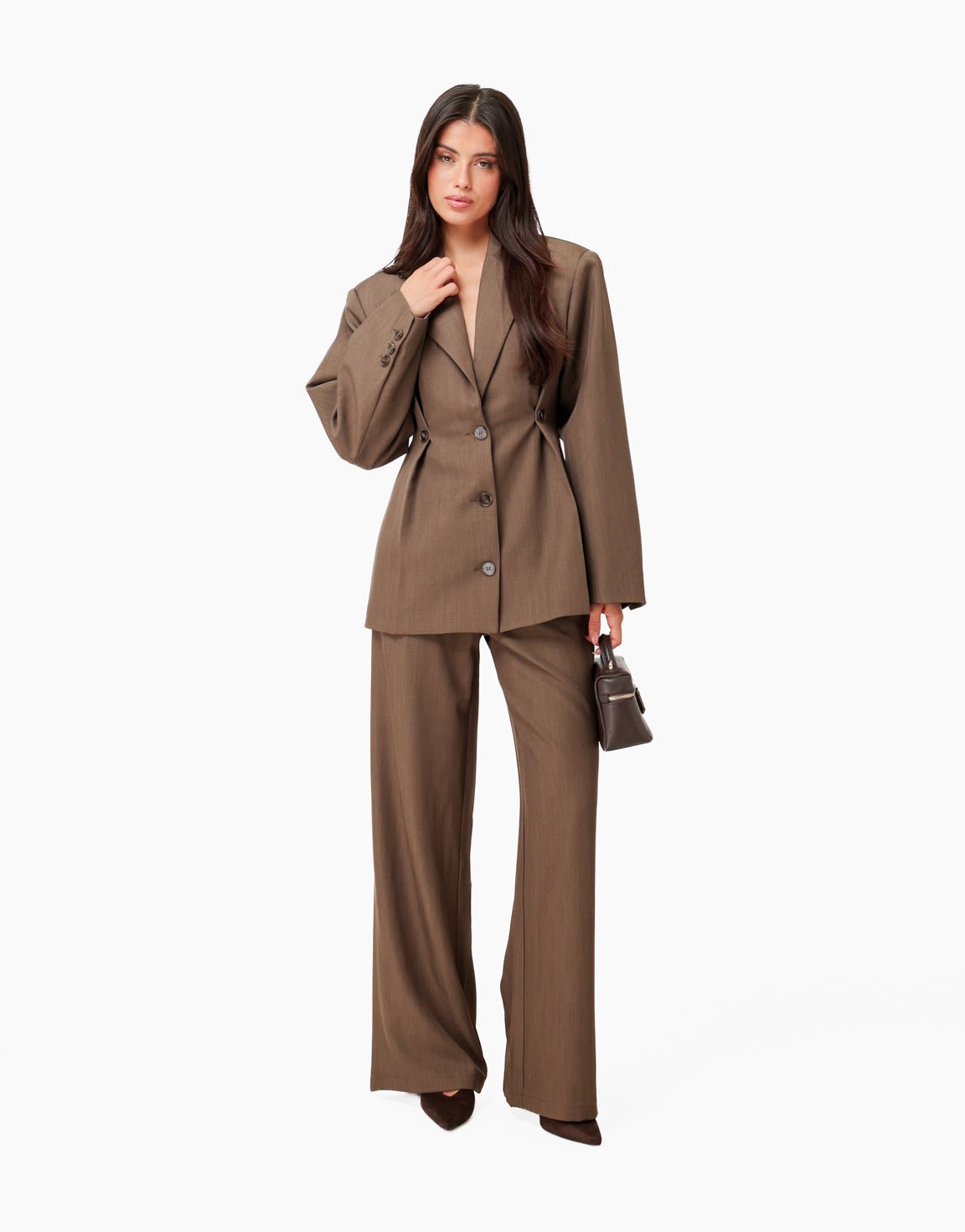 Donker Taupe Wijde Classic - Pantalon - Olivia & Kate