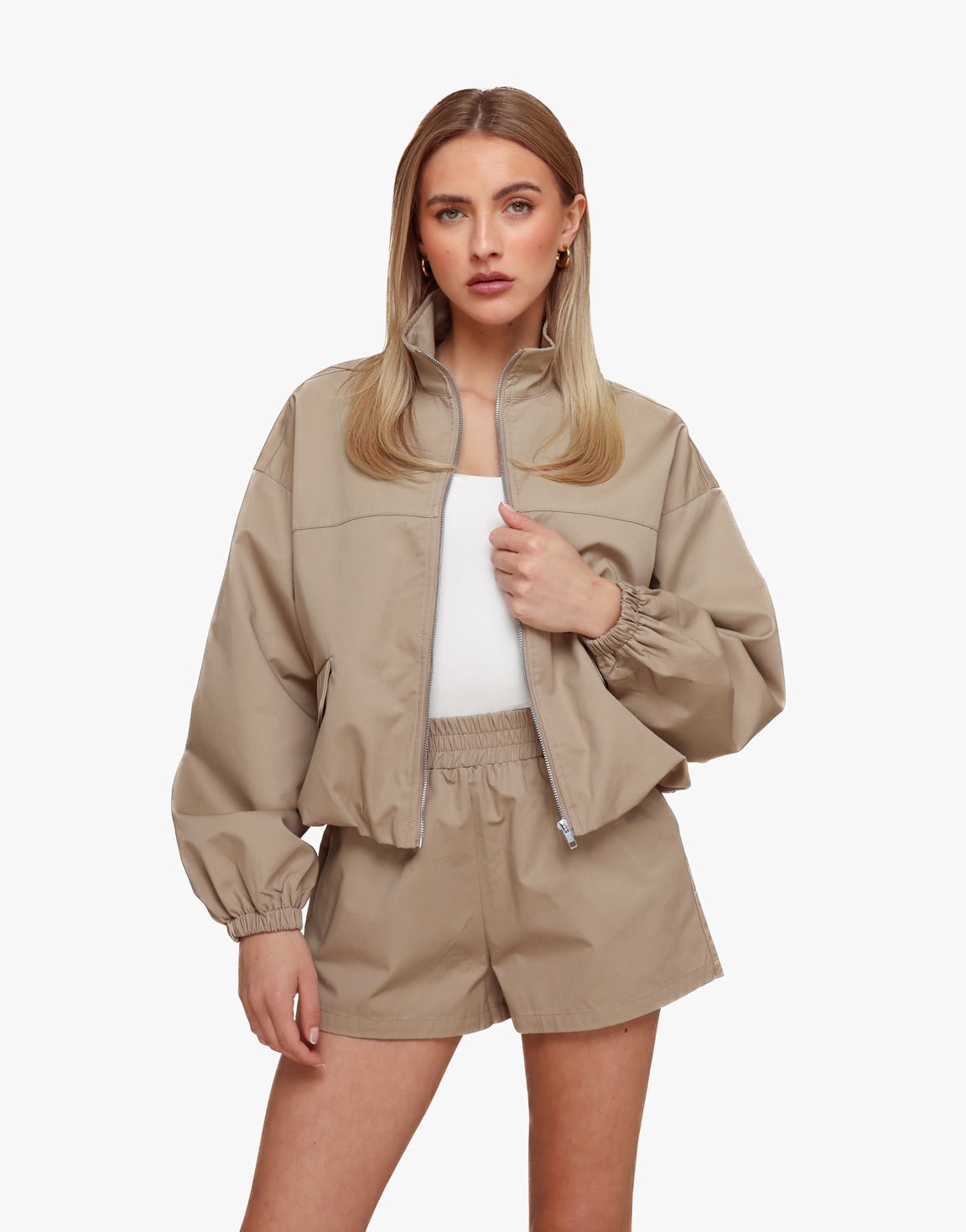 Donker Taupe Wijde Elastische Band - Short - Olivia & Kate