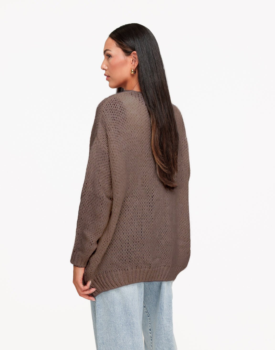 Donker Taupe Wollen - Vest - Olivia & Kate