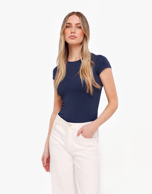 Donkerblauwe Basic SS - Top - Olivia & Kate