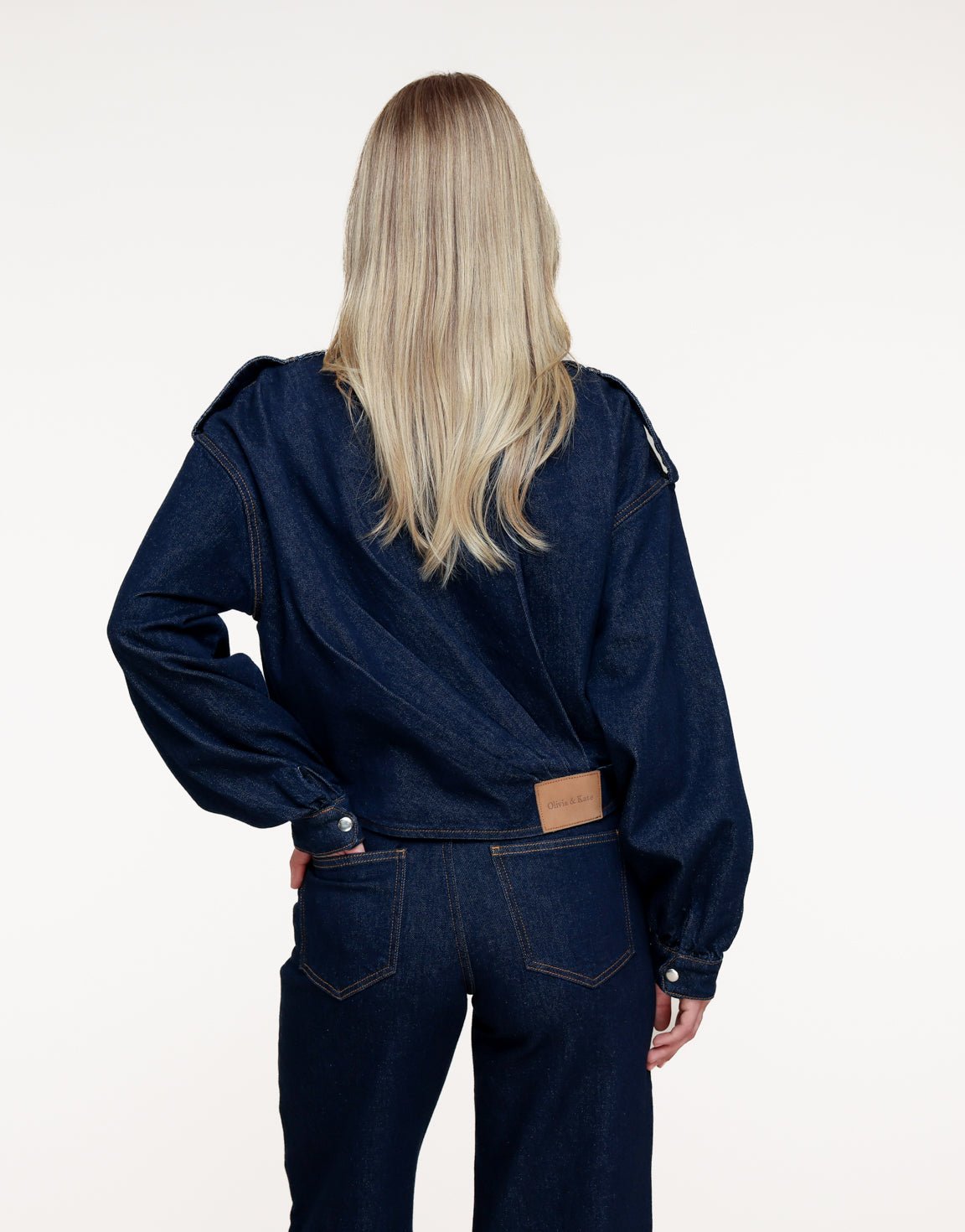 Donkerblauwe Denim Bomber - Set - Olivia & Kate