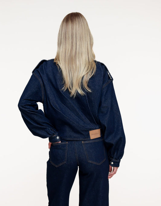 Donkerblauwe Denim Bomber - Set - Olivia & Kate