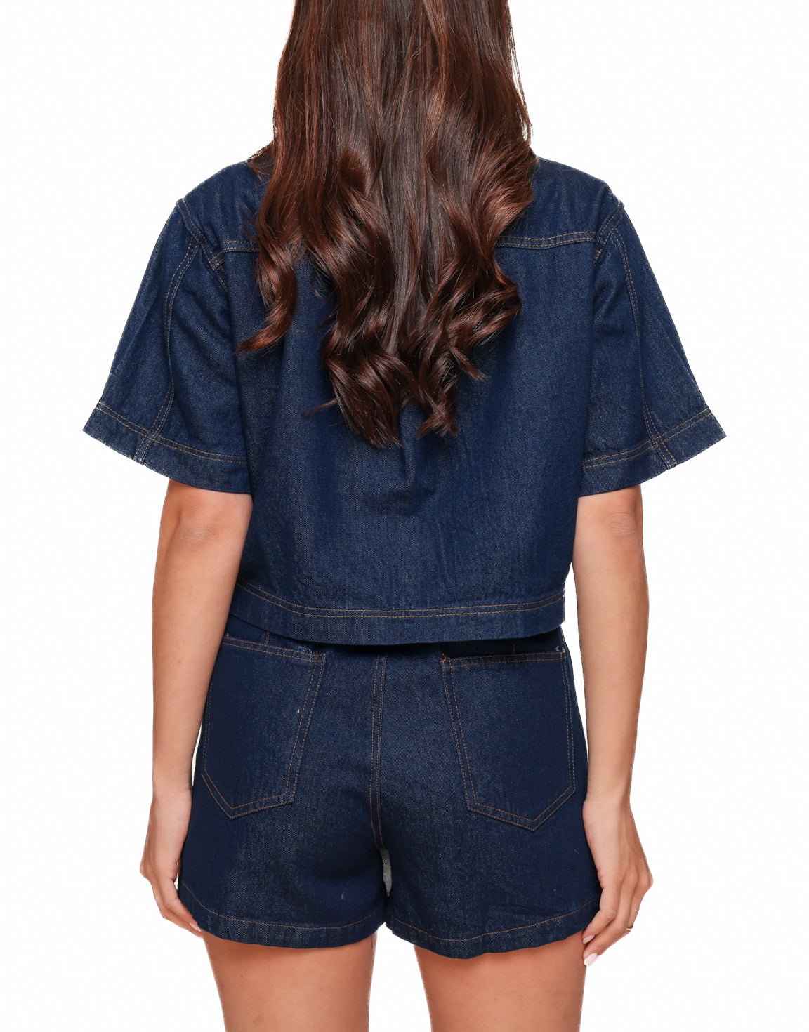 Donkerblauwe Denim Overslag - Skort - Olivia & Kate