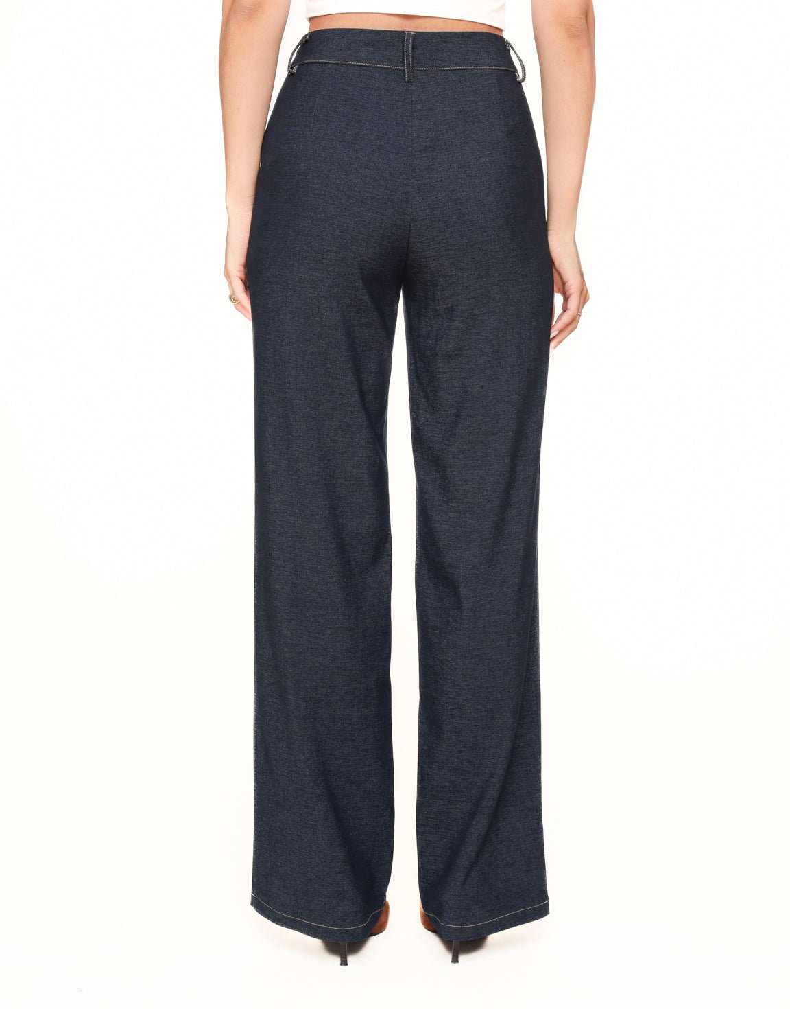 Donkerblauwe Denim Wijde - Broek - Olivia & Kate