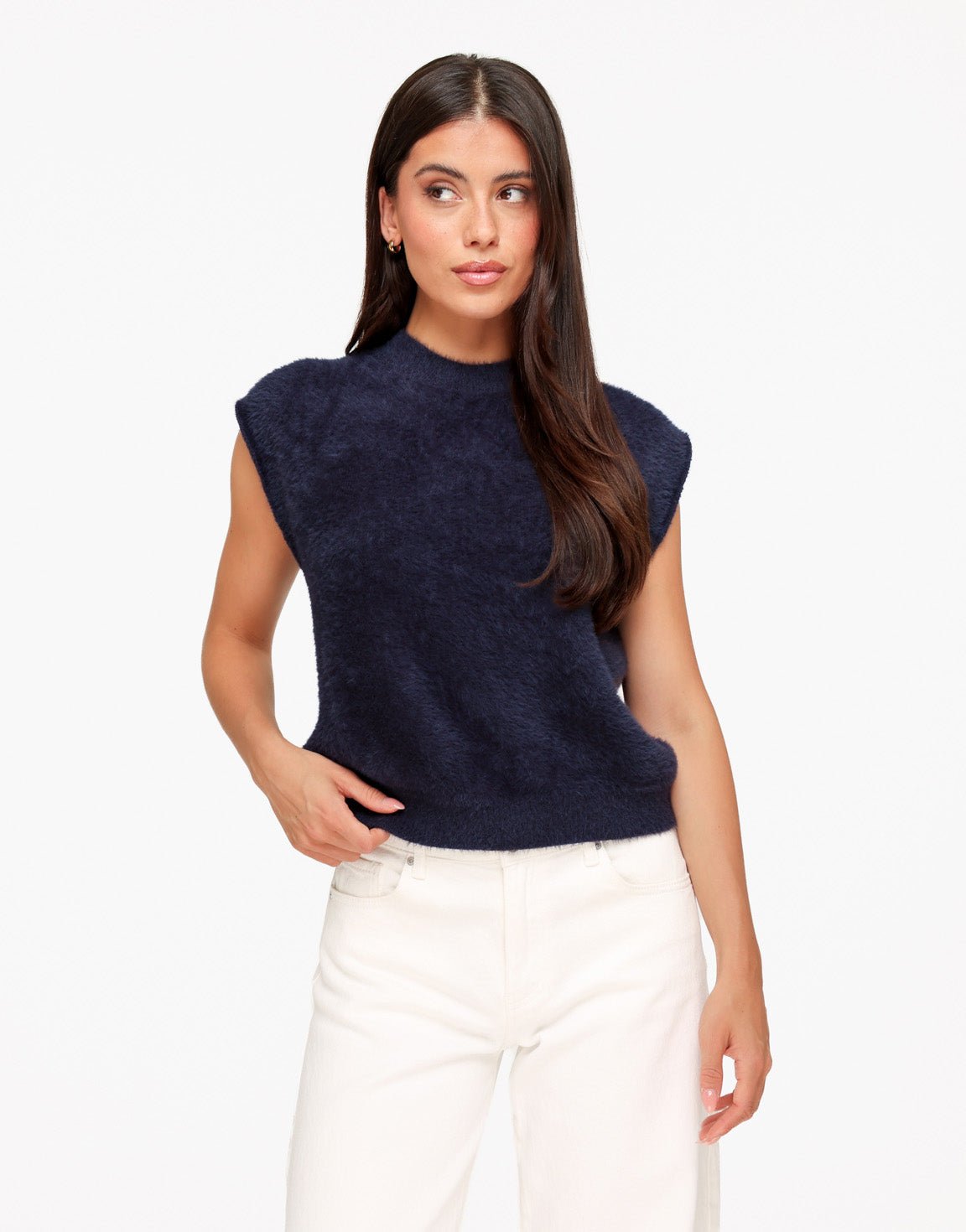 Donkerblauwe Fluffy Spencer - Top - Olivia & Kate