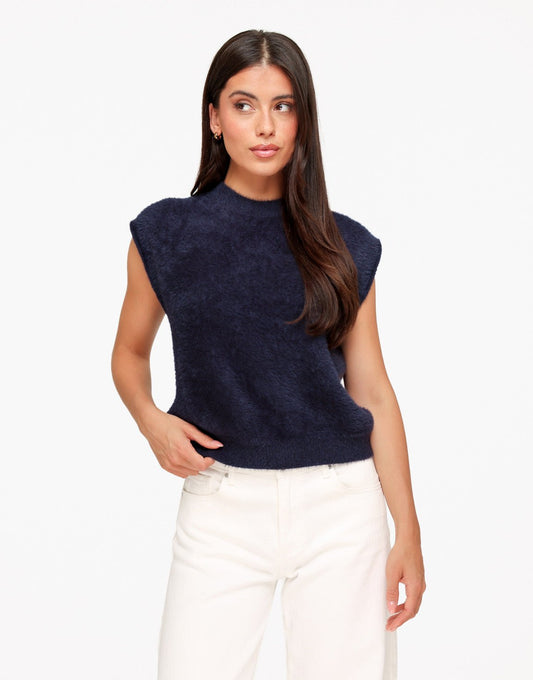 Donkerblauwe Fluffy Spencer - Top - Olivia & Kate