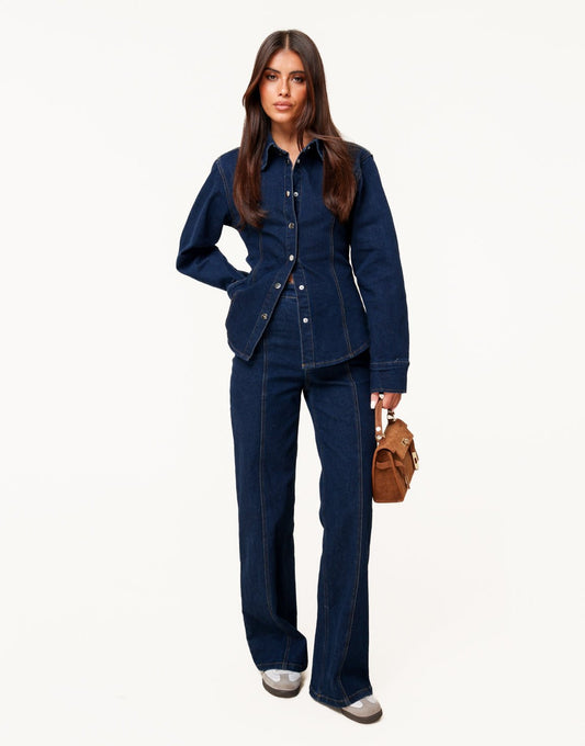 Donkerblauwe Gestikte Naden - Set - Olivia & Kate