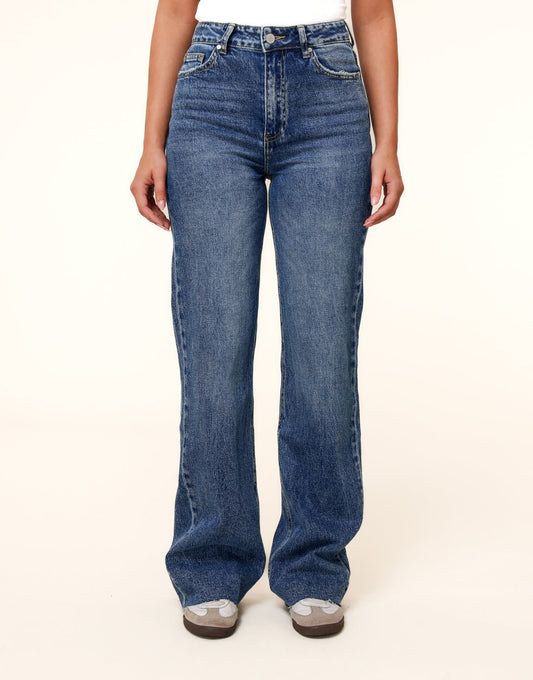 Donkerblauwe Wijde Tall - Spijkerbroek - Olivia & Kate