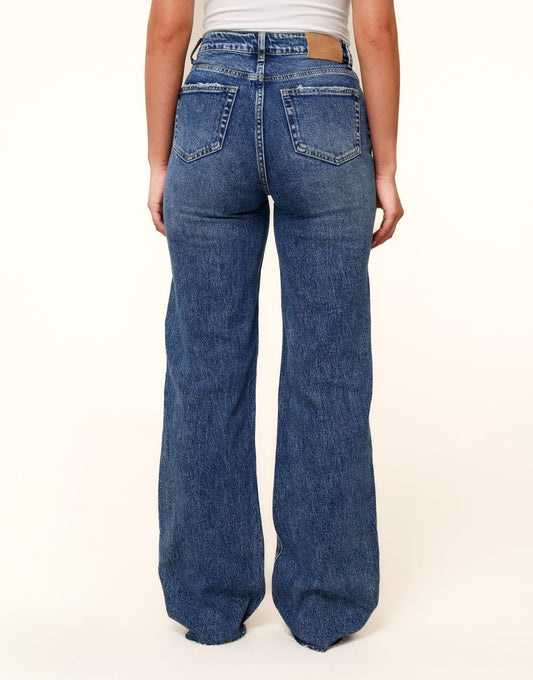 Donkerblauwe Wijde Tall - Spijkerbroek - Olivia & Kate