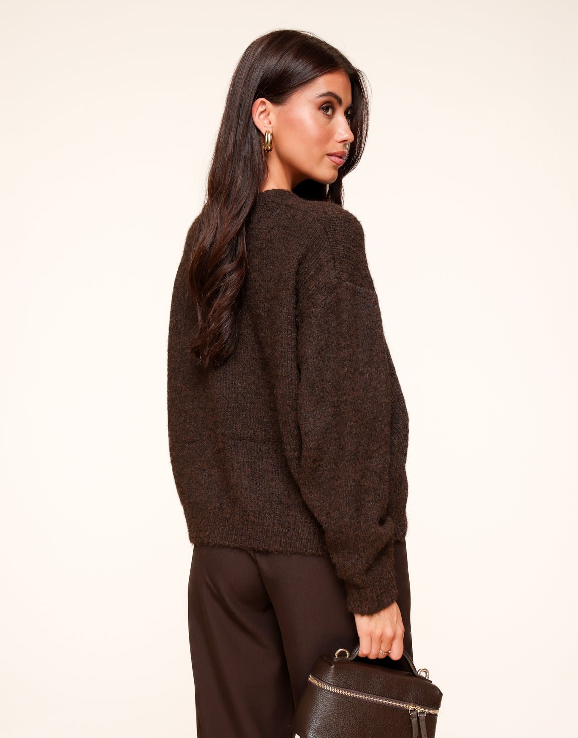 Donkerbruine Basic Gebreide - Vest - Olivia & Kate