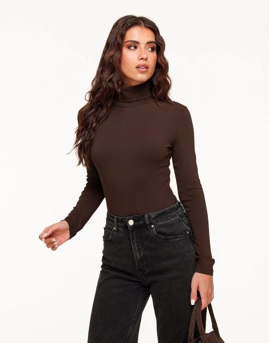 Donkerbruine Basic Hoge Col - Body - Olivia & Kate