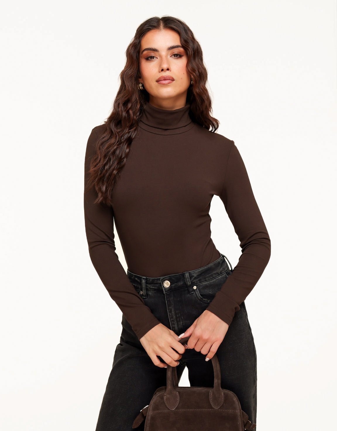 Donkerbruine Basic Hoge Col - Body - Olivia & Kate