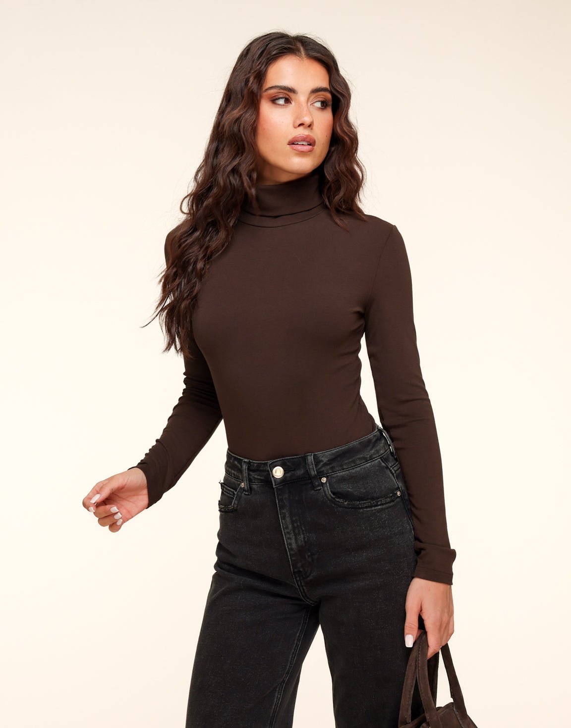 Donkerbruine Basic Hoge Col - Body - Olivia & Kate