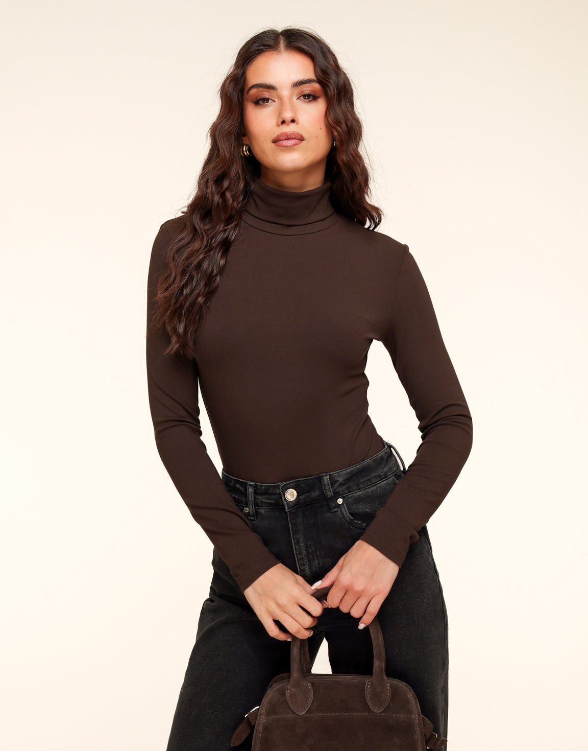 Donkerbruine Basic Hoge Col - Body - Olivia & Kate