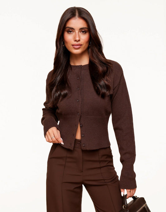 Donkerbruine Basic Knopen - Vest - Olivia & Kate