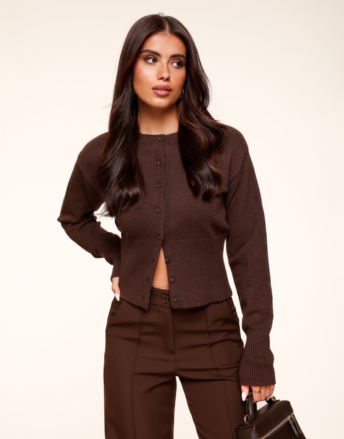 Donkerbruine Basic Knopen - Vest - Olivia & Kate