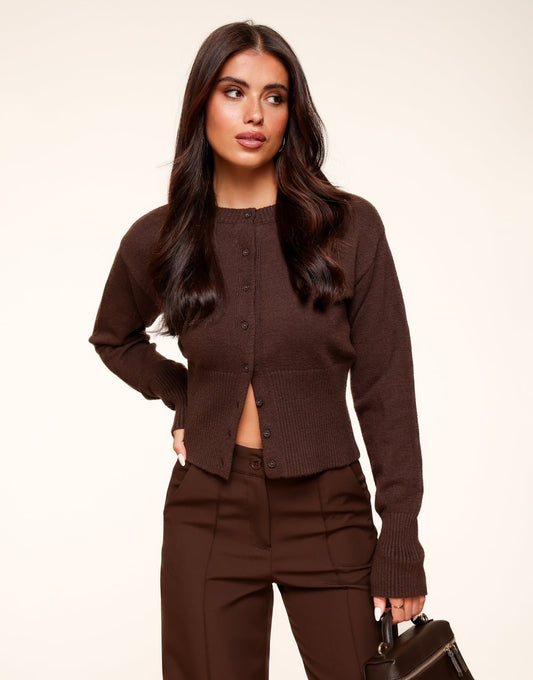 Donkerbruine Basic Knopen - Vest - Olivia & Kate