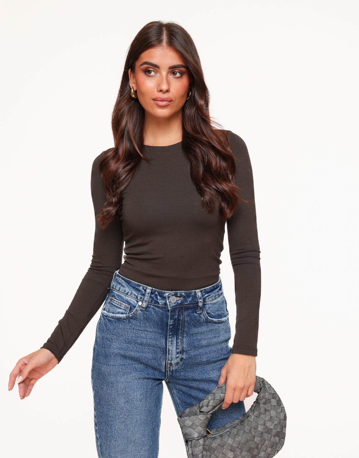 Donkerbruine Basic LS - Top - Olivia & Kate