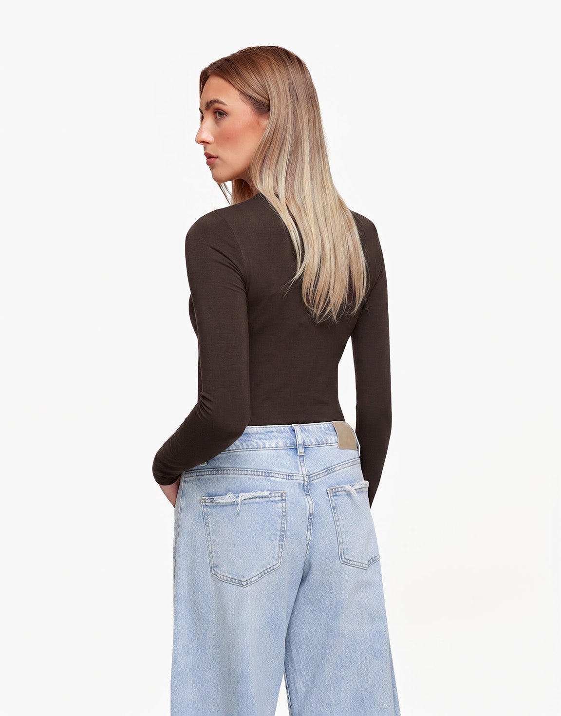 Donkerbruine Basic LS - Top - Olivia & Kate