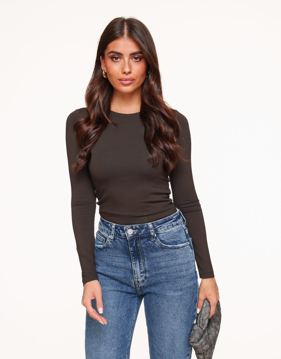 Donkerbruine Basic LS - Top - Olivia & Kate