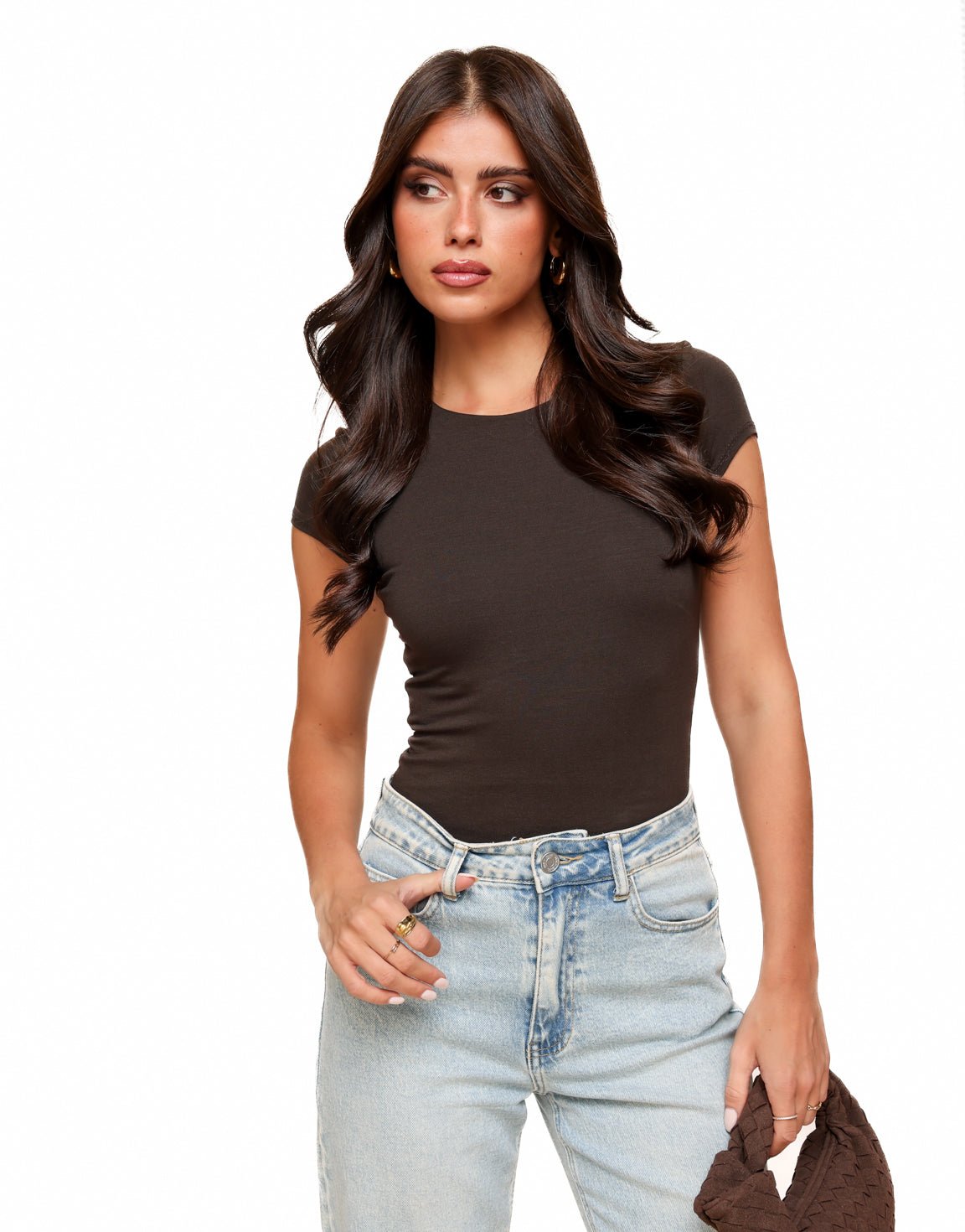 Donkerbruine Basic SS - Top - Olivia & Kate