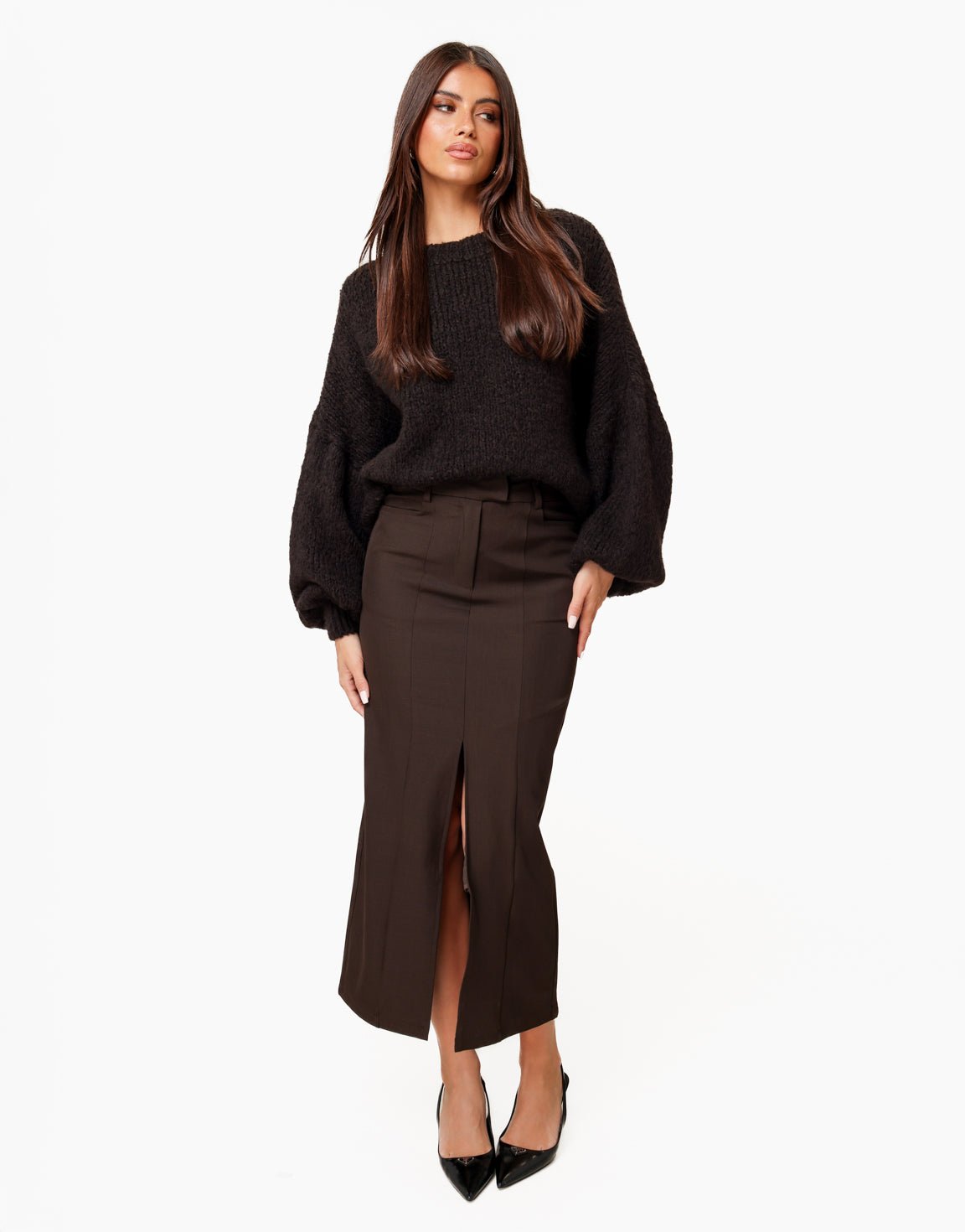 Donkerbruine Classic Lange Maxi - Rok - Olivia & Kate