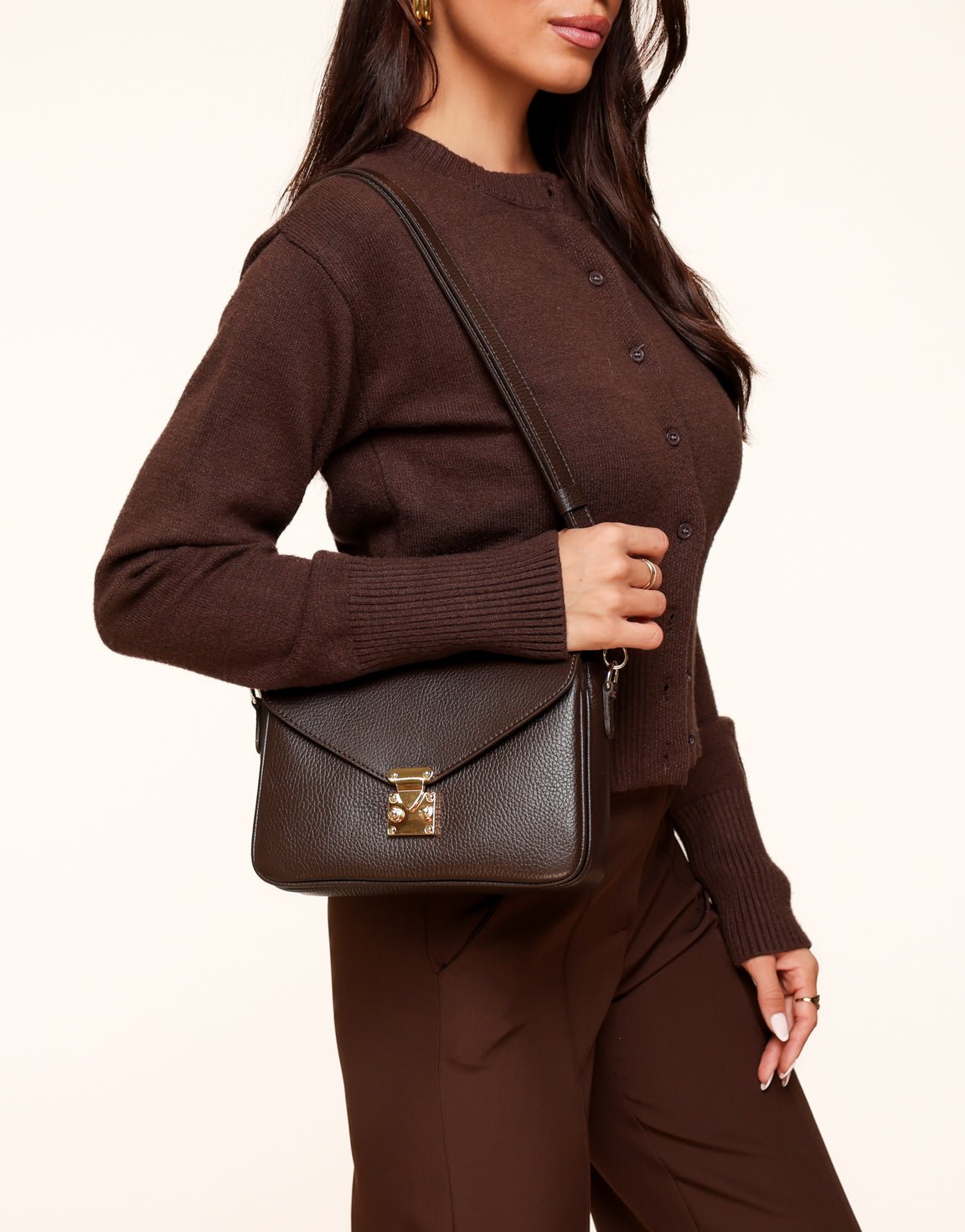 Donkerbruine Classic Leren - Tas - Olivia & Kate