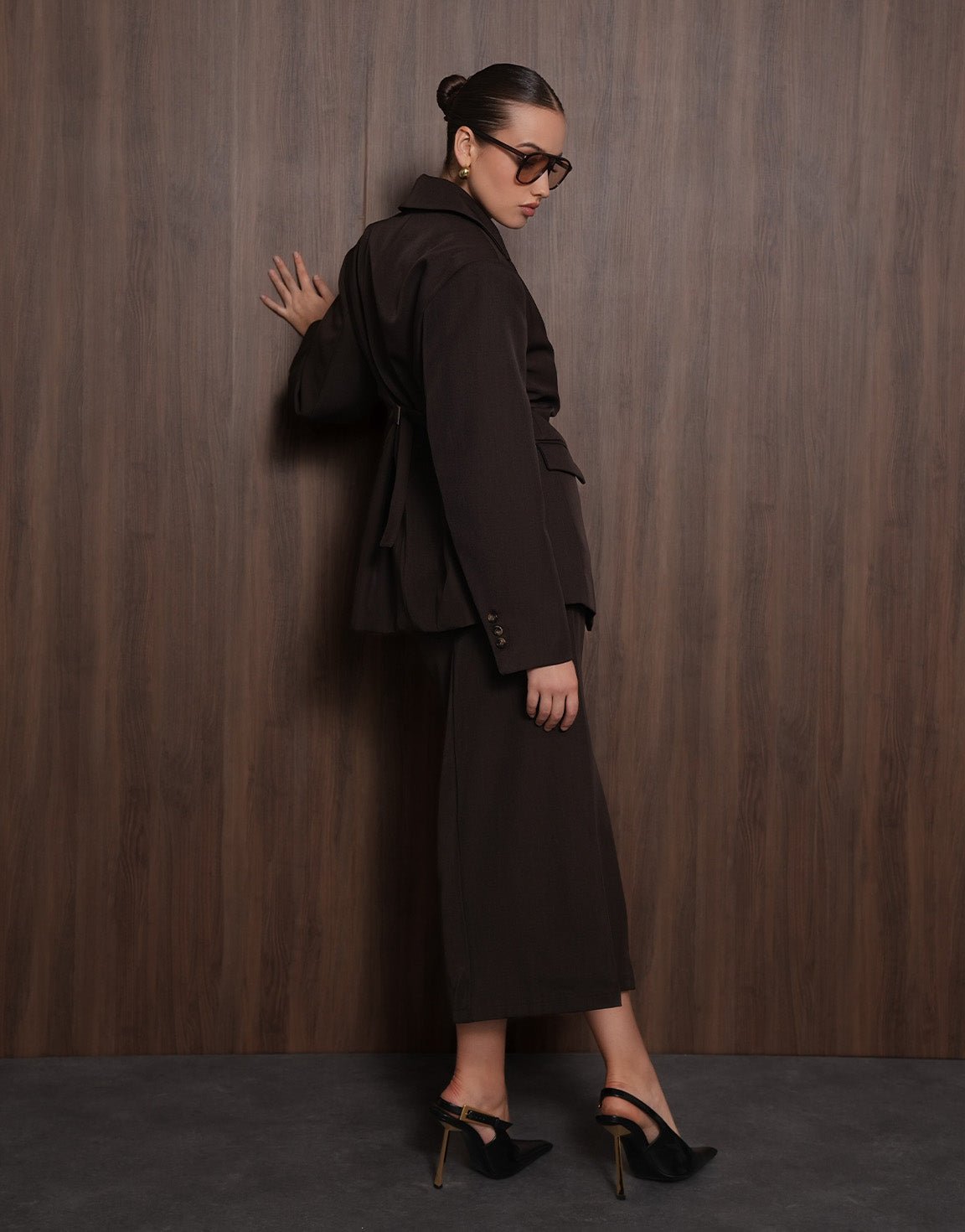 Donkerbruine Classic Rug Riem Detail - Blazer - Olivia & Kate