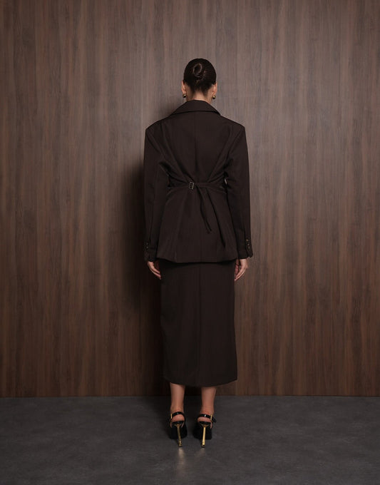 Donkerbruine Classic Rug Riem Detail - Blazer - Olivia & Kate