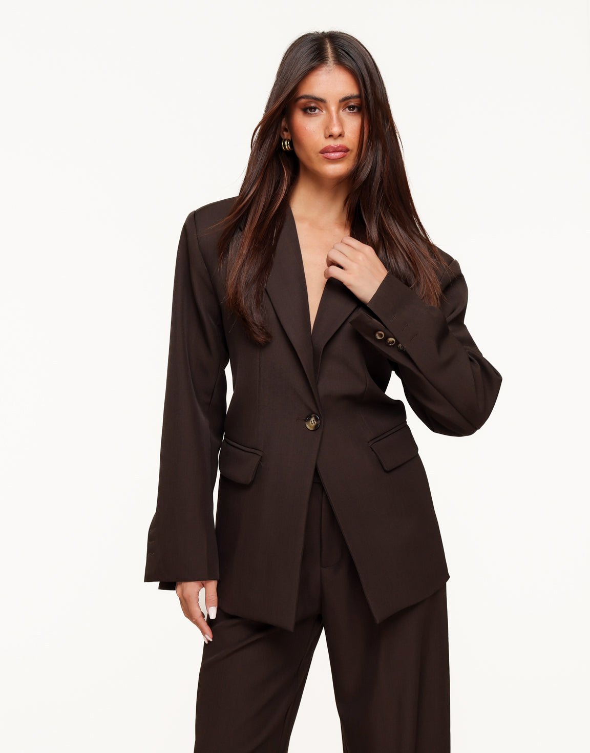 Donkerbruine Classic Rug Riem Detail - Blazer - Olivia & Kate