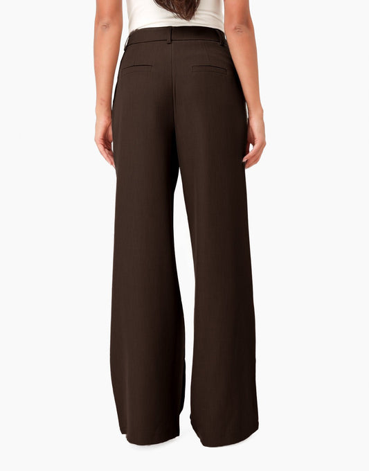 Donkerbruine Classic Wijde Rechte - Pantalon - Olivia & Kate