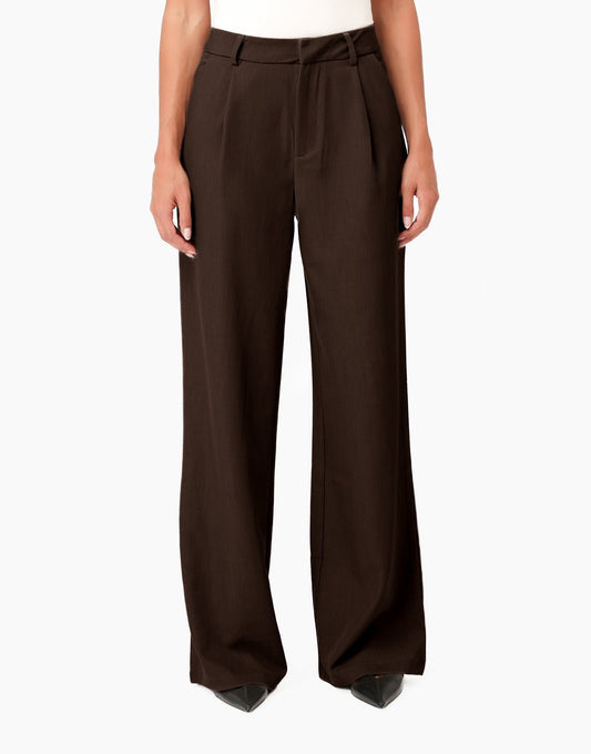 Donkerbruine Classic Wijde Rechte - Pantalon - Olivia & Kate