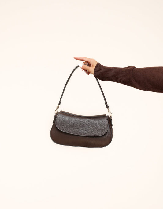 Donkerbruine Elegante Leren - Tas - Olivia & Kate