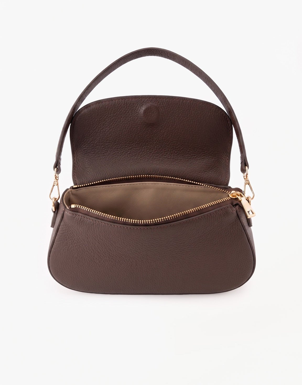 Donkerbruine Elegante Leren - Tas - Olivia & Kate