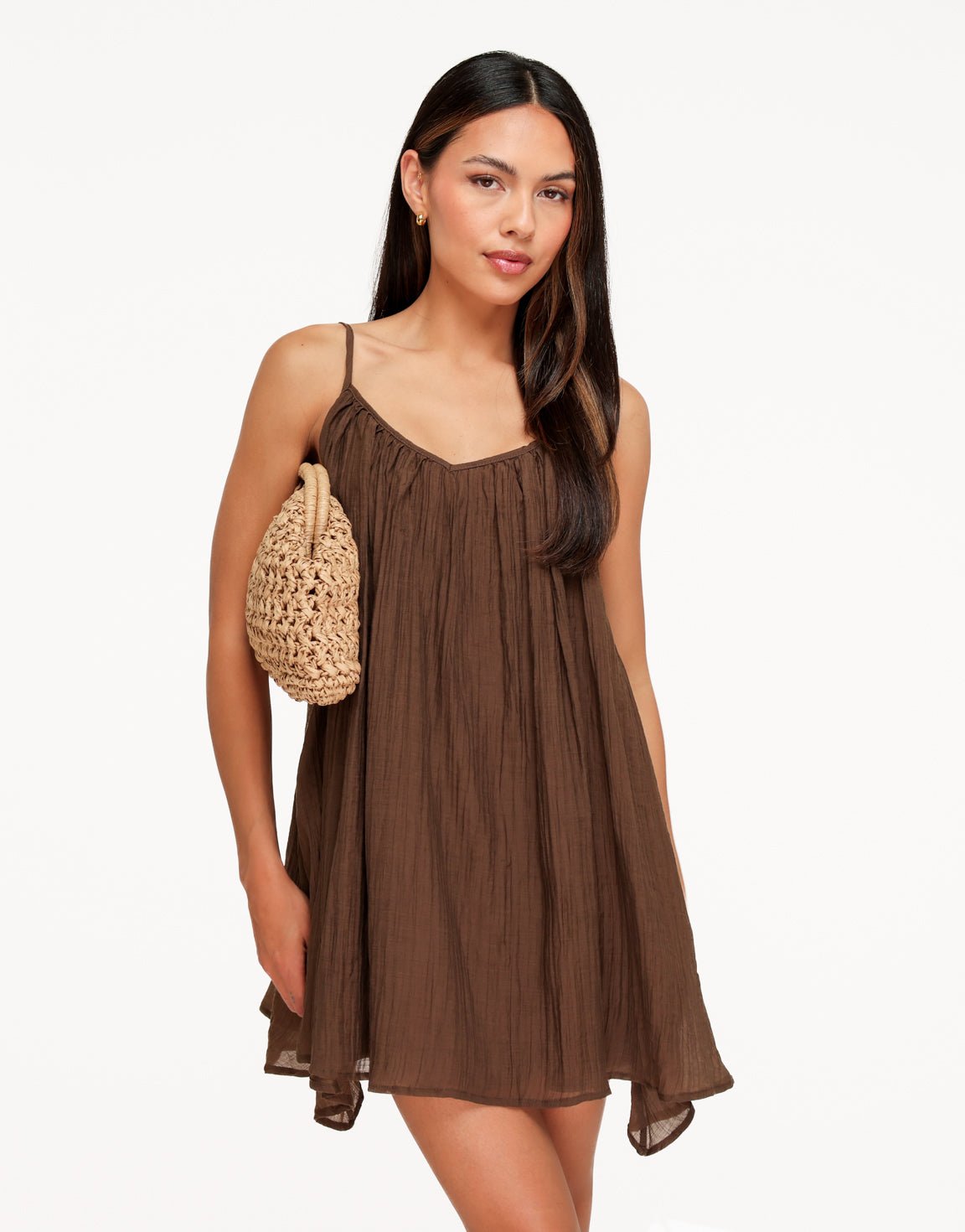 Donkerbruine Flowy - Jurk - Olivia & Kate