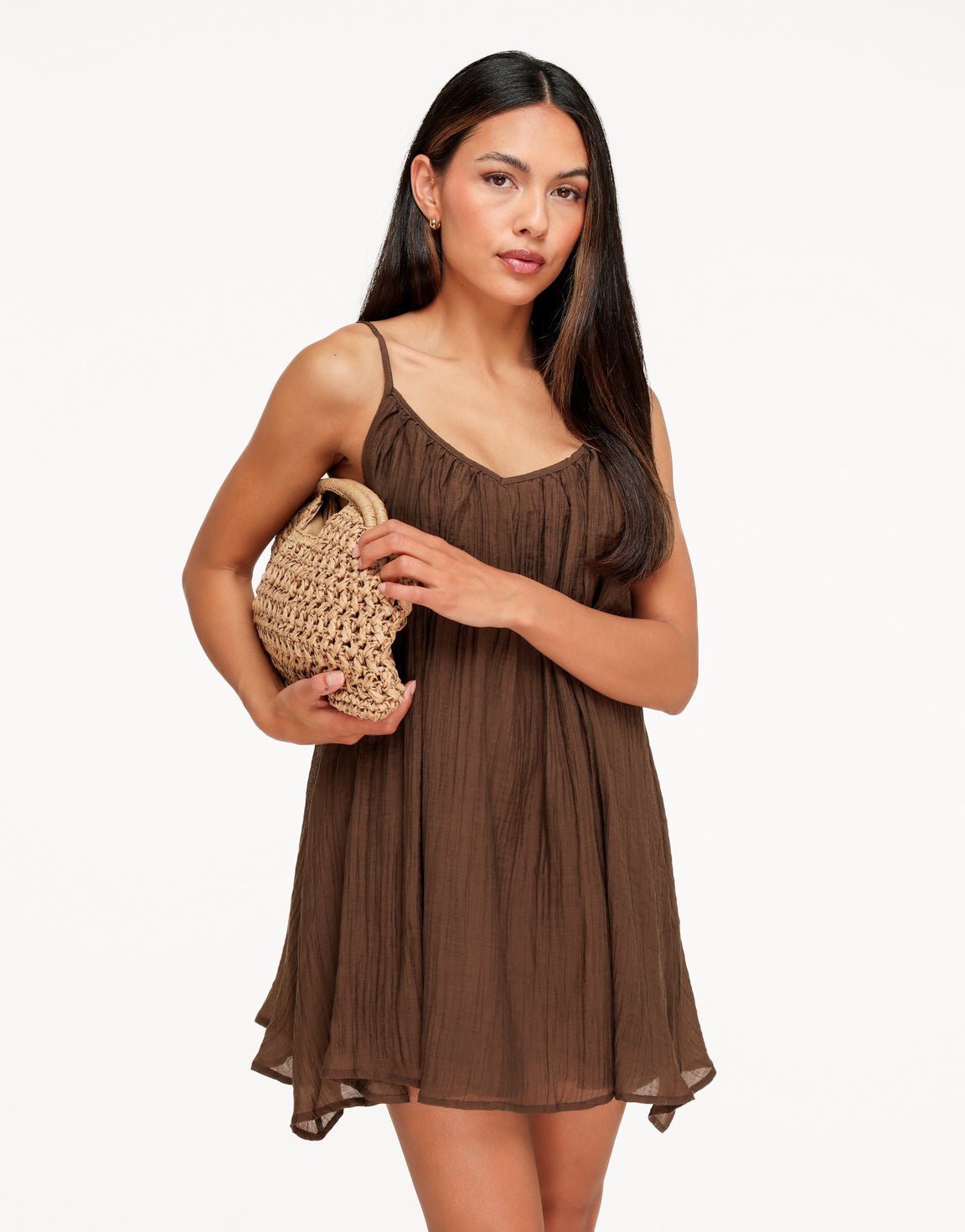Donkerbruine Flowy - Jurk - Olivia & Kate
