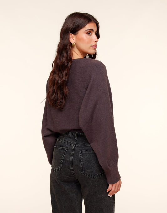 Donkerbruine Gebreide Cropped - Vest - Olivia & Kate