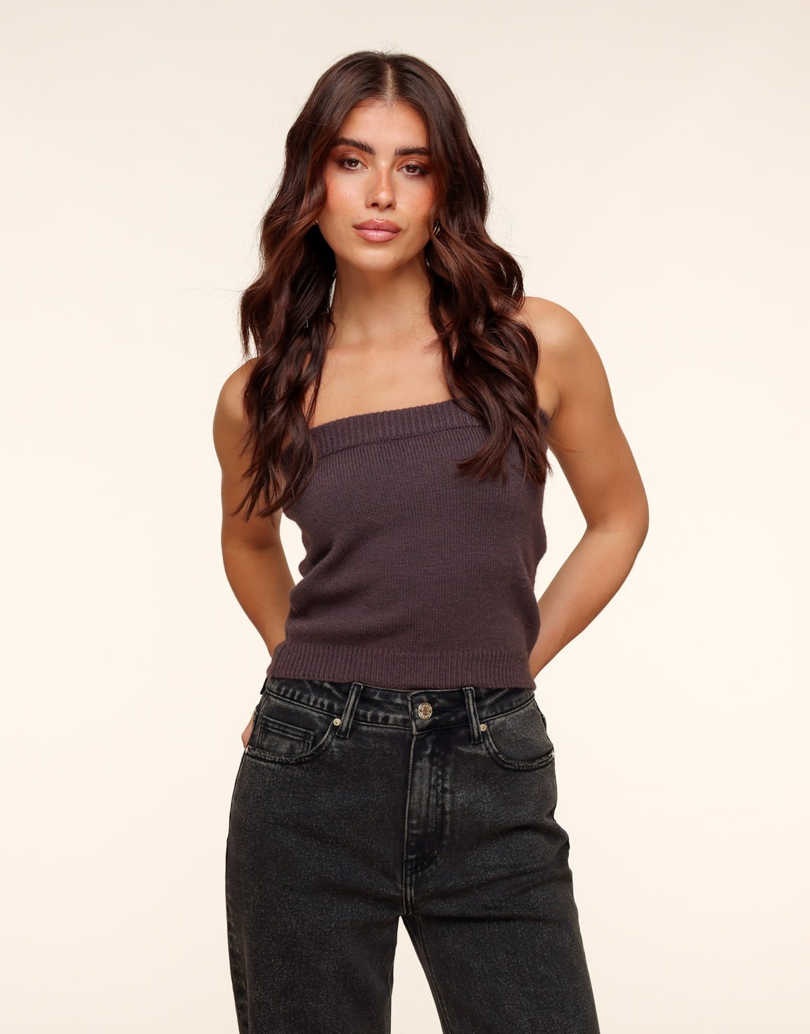 Donkerbruine Gebreide Tube - Top - Olivia & Kate