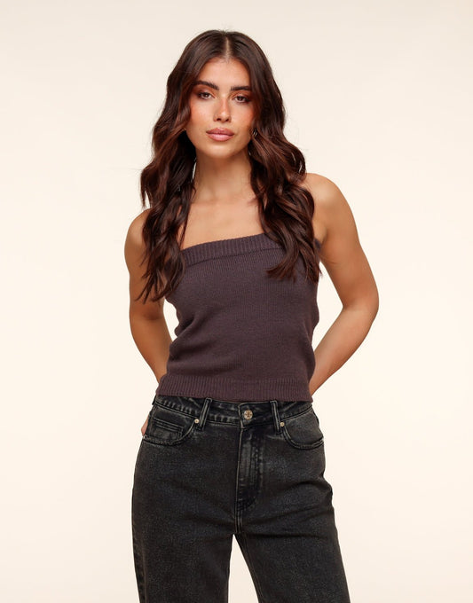 Donkerbruine Gebreide Tube - Top - Olivia & Kate