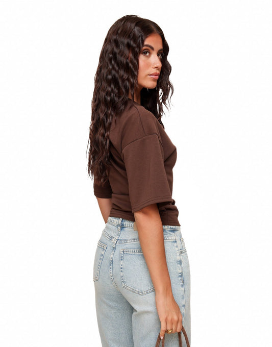 Donkerbruine Getailleerde - T-shirt - Olivia & Kate