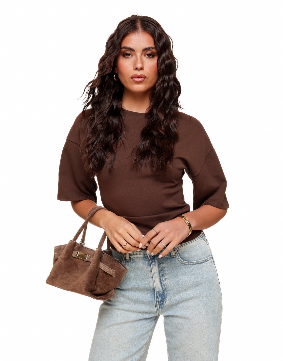 Donkerbruine Getailleerde - T-shirt - Olivia & Kate